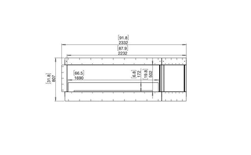 Ecosmart Fire Flex 86RC.BXR Right Corner Fireplace Insert - Black Finish / Black Burner - ESF.FX.86RC.BXR.B